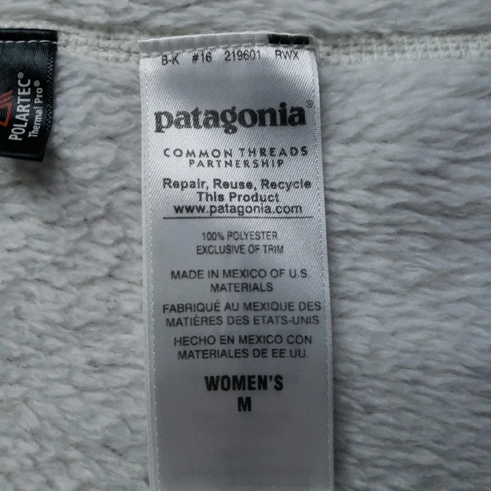 Patagonia Vest Womens Medium White Fleece Polartec Full Zip Pockets